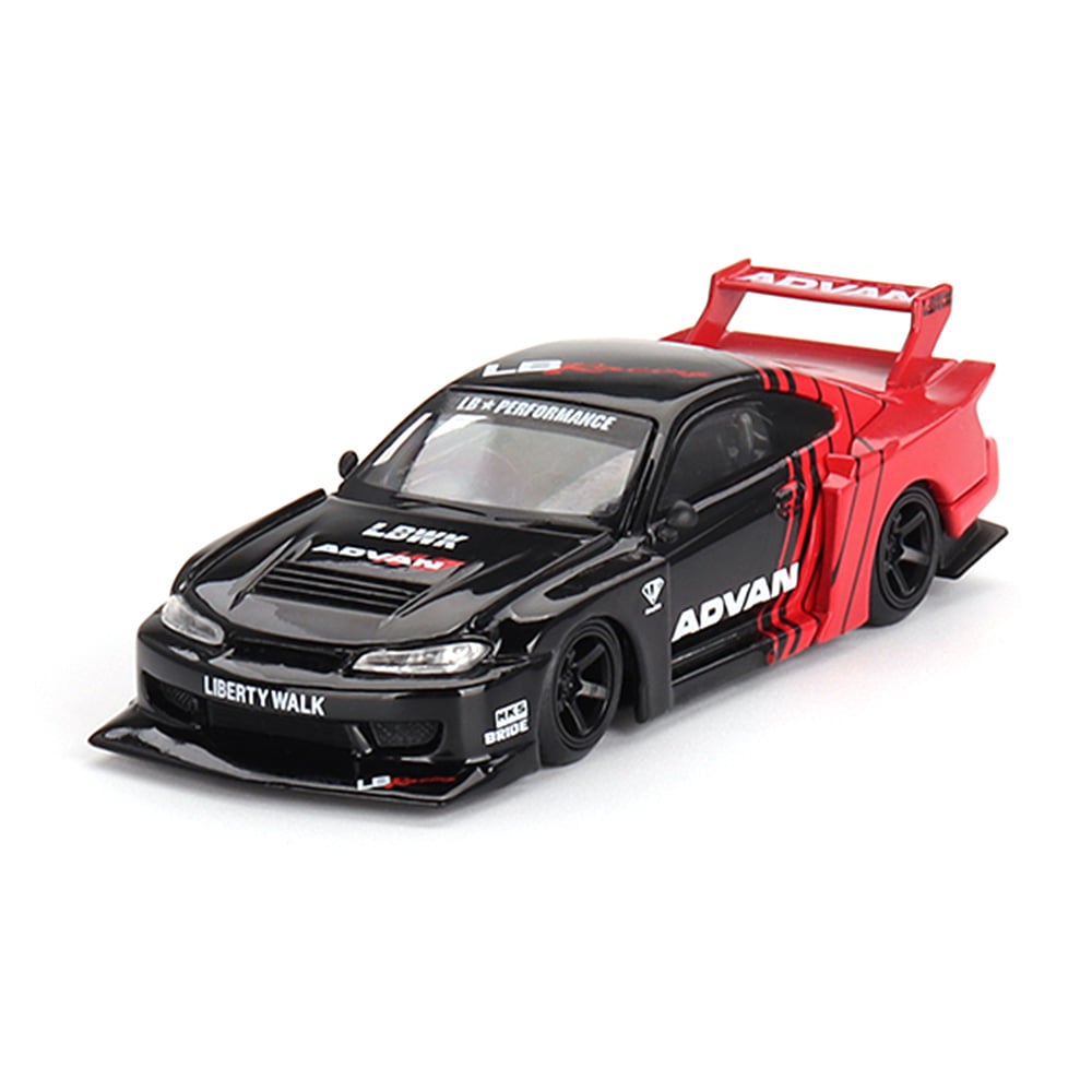 Mini GT 1:64 Diecast - Nissan Silvia (S15) LB-Super Silhouette Advan, Red/Black (RHD) - MGT00649-R
