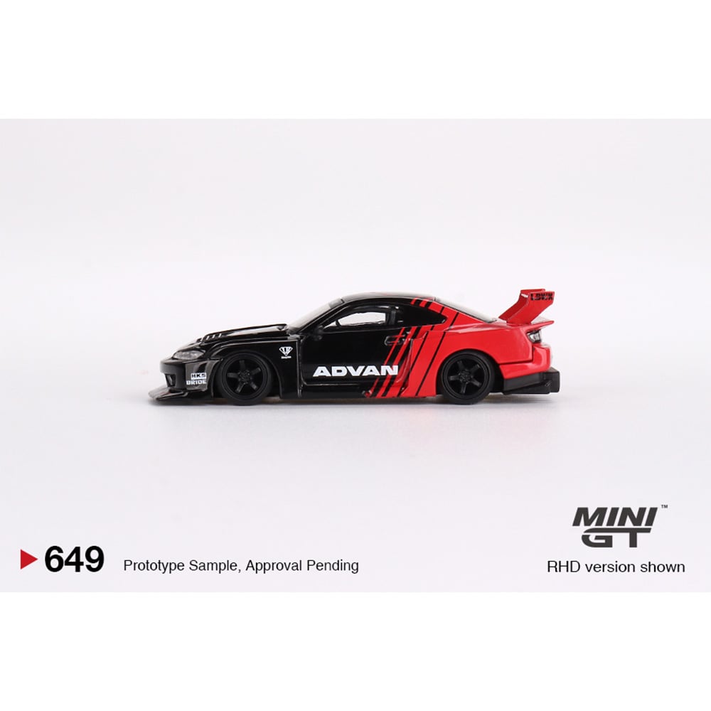 Mini GT 1:64 Diecast - Nissan Silvia (S15) LB-Super Silhouette Advan, Red/Black (RHD) - MGT00649-R