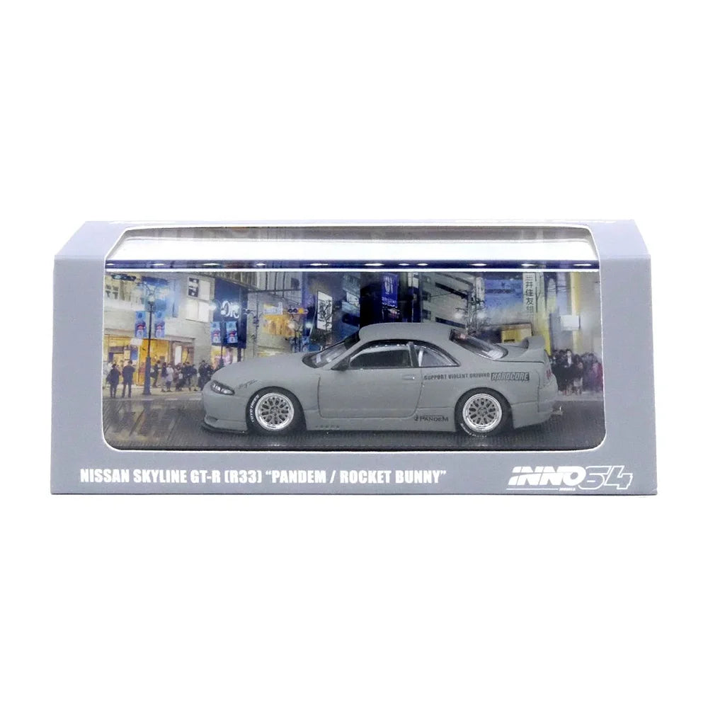 INNO64 1:64 Nissan Skyline GT-R (R33) Pandem / Rocket Bunny, Cement Grey Matte - IN64-R33P-CGM