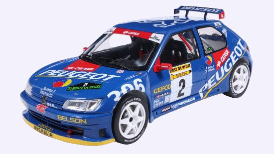 SOLIDO 1:18 Scale - Peugeot 306 Maxi N.2 Rally De Aviles 1997 - ASCONA-BILLMAIER , Blue - S1808309