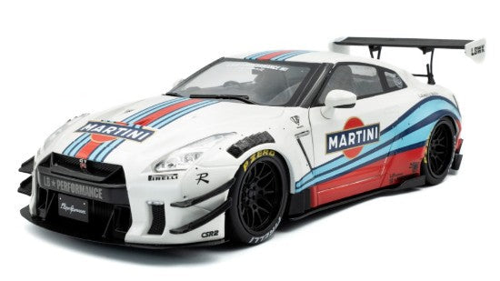 SOLIDO 1:18 Scale - 2024 Nissan GT-R (R35) W/ Liberty Walk Body Kit 2.0 M , White/Blue - S1805819