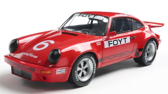 SOLIDO 1:18 Scale - 1974 Porsche 911 IROC N.6 FOYT IROC Daytona , Red - S1810704