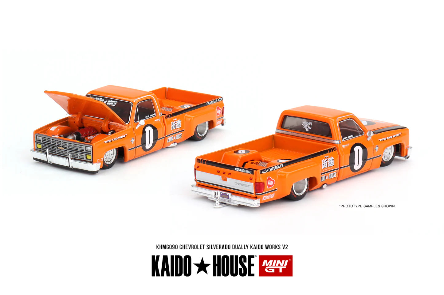 ミニカー Kaido Silverado Fuji Speedway Dualy Mini GT 1:64 Kaido House Chevrolet Silverado Pick Up Dually V2, Orange