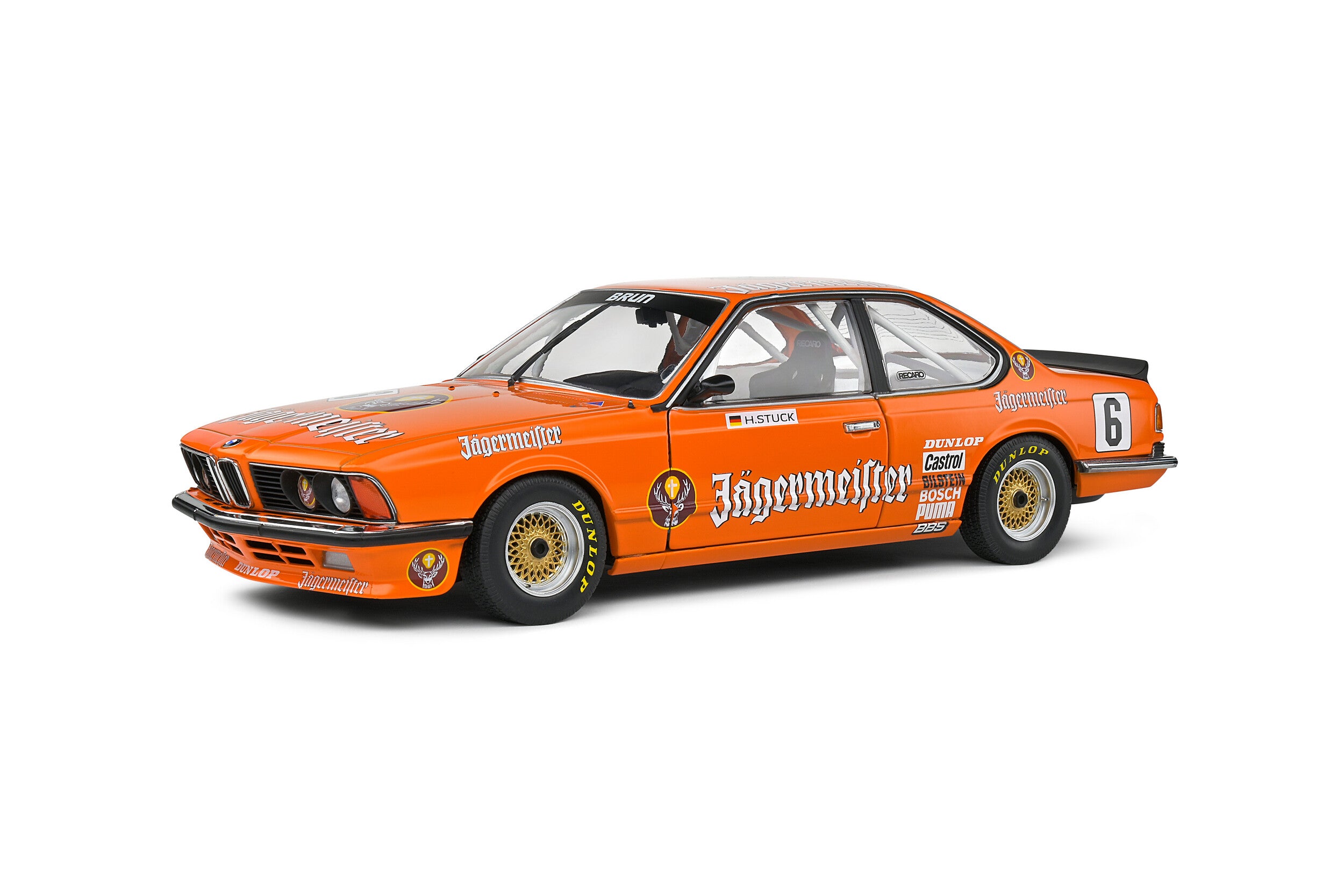 SOLIDO 1:18 Scale Diecast Model, BMW 635 CSI (E24) Orange #6 H.Stuck European Touring Car Championship 1984