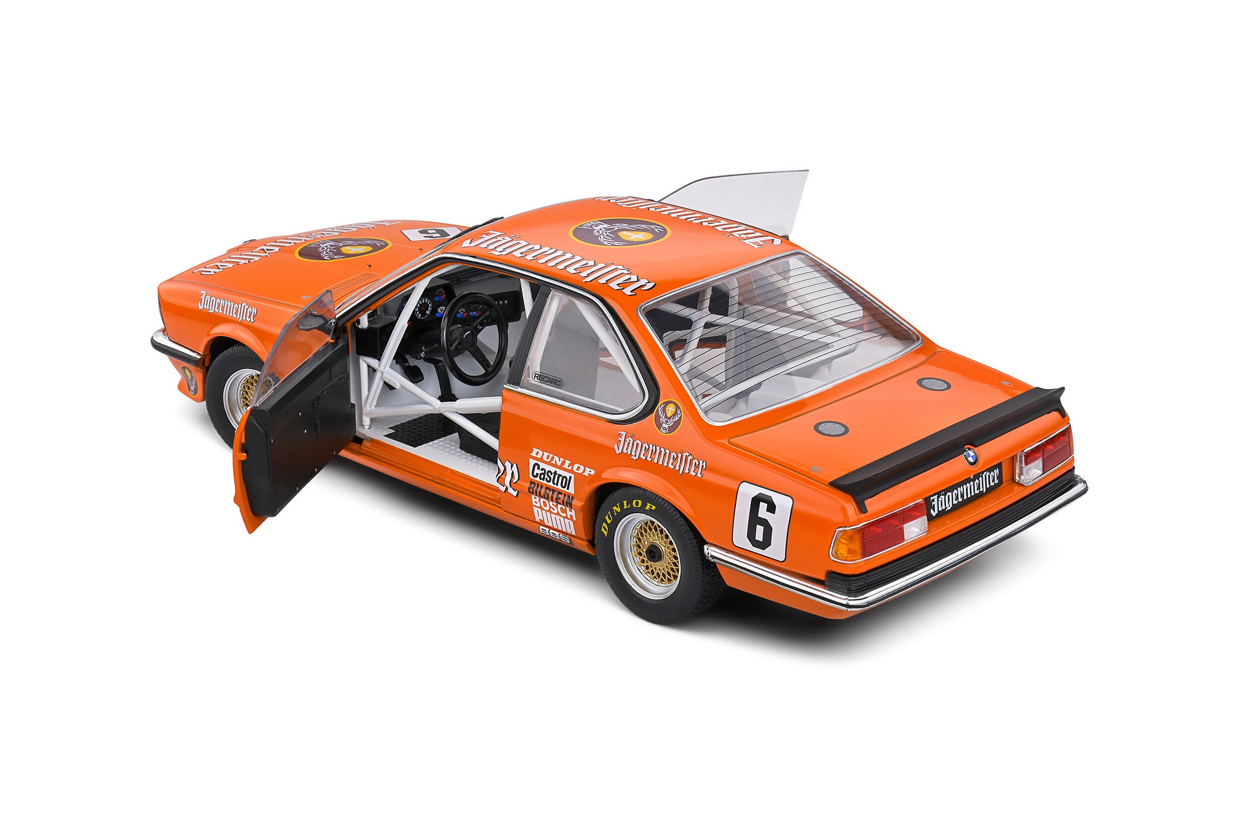 SOLIDO 1:18 Scale Diecast Model, BMW 635 CSI (E24) Orange #6 H.Stuck European Touring Car Championship 1984