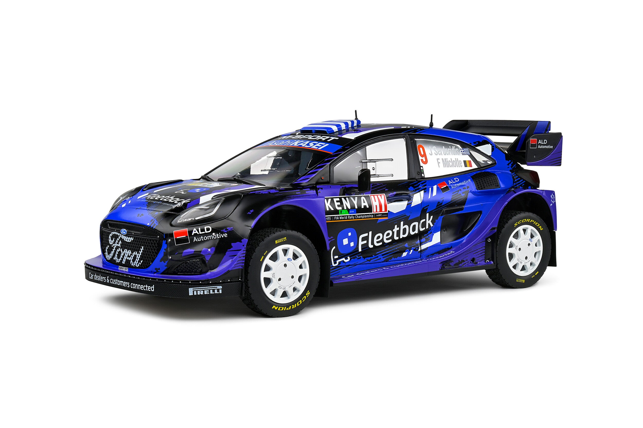 SOLIDO 1:18 Scale - Ford Puma Rally 1 Blue #9 Serderidis Miclotte Rally Kenya 2022 - 1809506