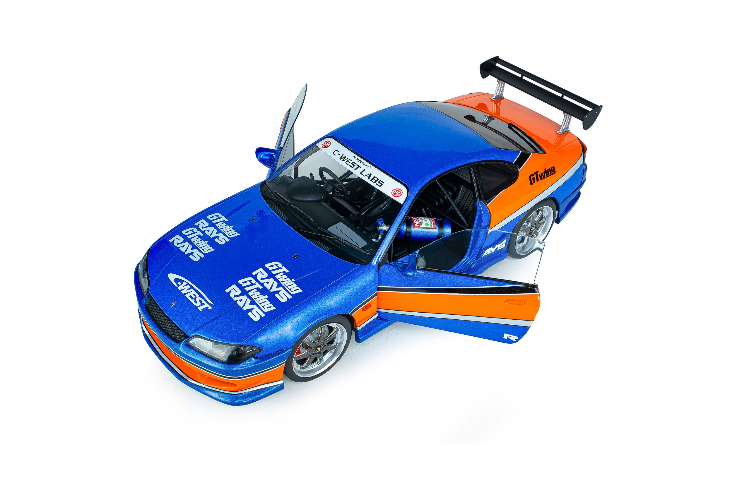 Solido Diecast - 1:18 HAN'S NISSAN SILVIA (S15) SPEC-S MONA LISA 1999 - FAST & FURIOUS III TOKYO DRIFT - BLUE/ORANGE - S1812205A