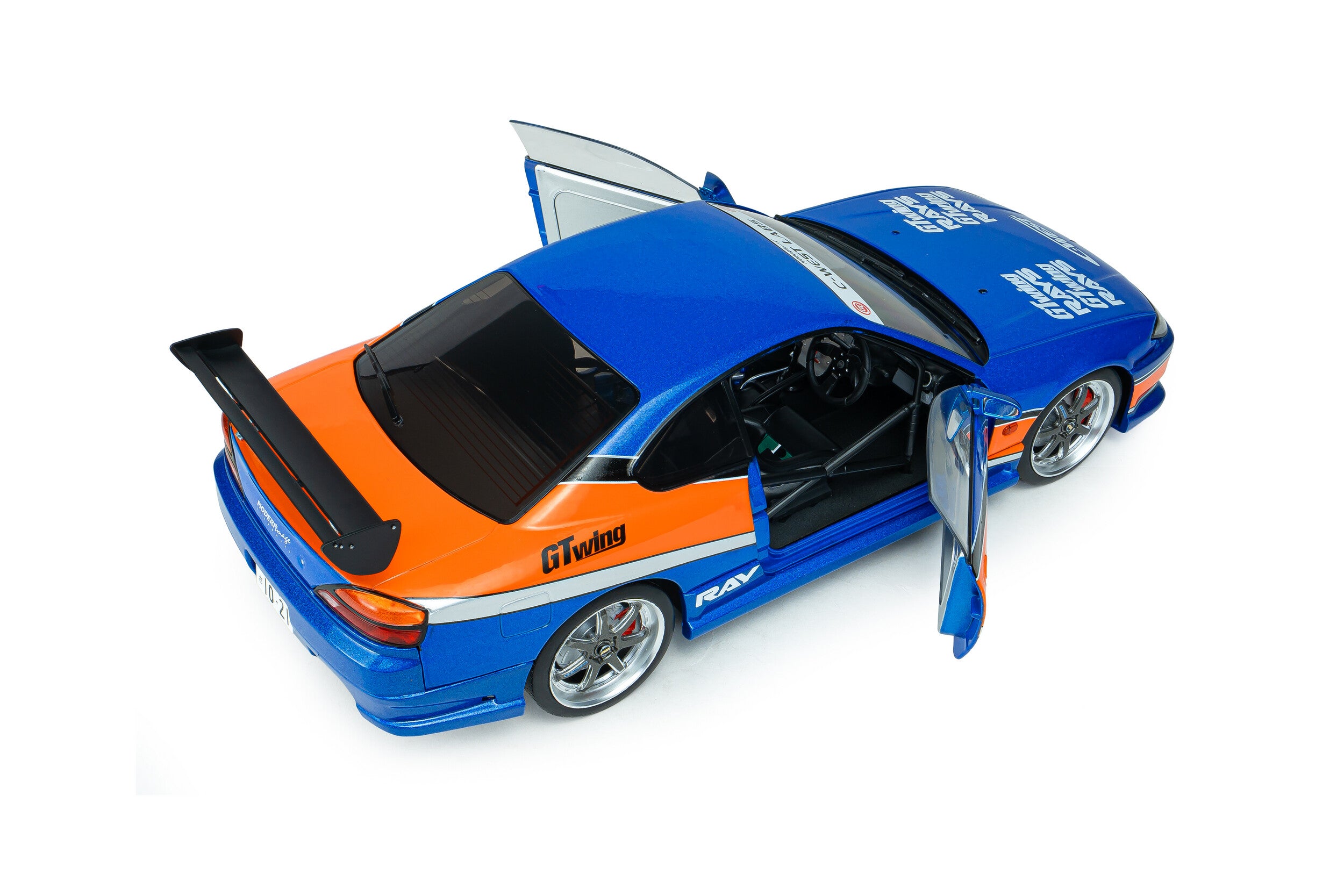 Solido Diecast - 1:18 HAN'S NISSAN SILVIA (S15) SPEC-S MONA LISA 1999 - FAST & FURIOUS III TOKYO DRIFT - BLUE/ORANGE - S1812205A