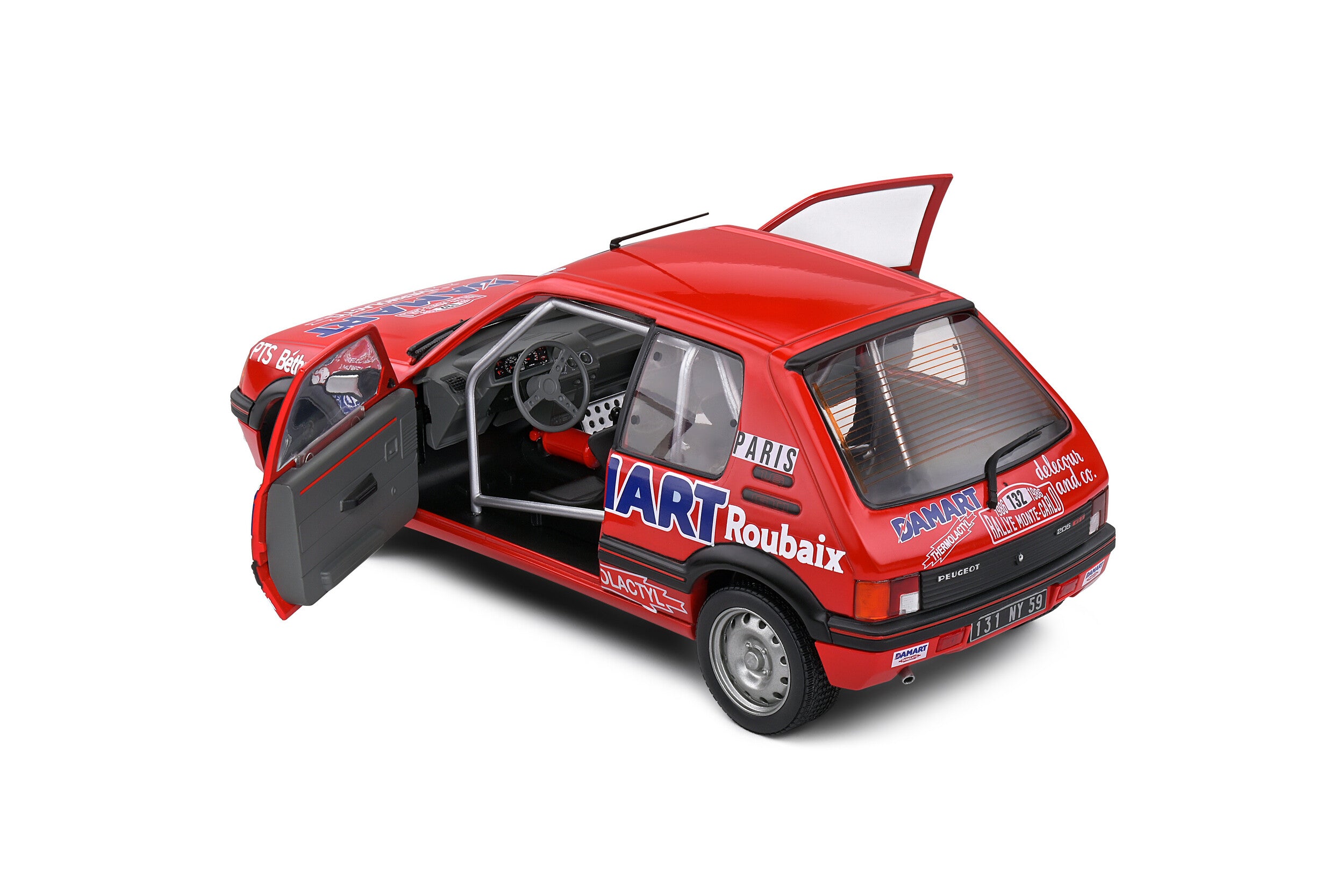 Solido 1:18 Diecast Model - Peugeot 205 Rallye GTi 1.6L – Rallye Monte Carlo – 1986 – #132 Delecour/Pauwels
