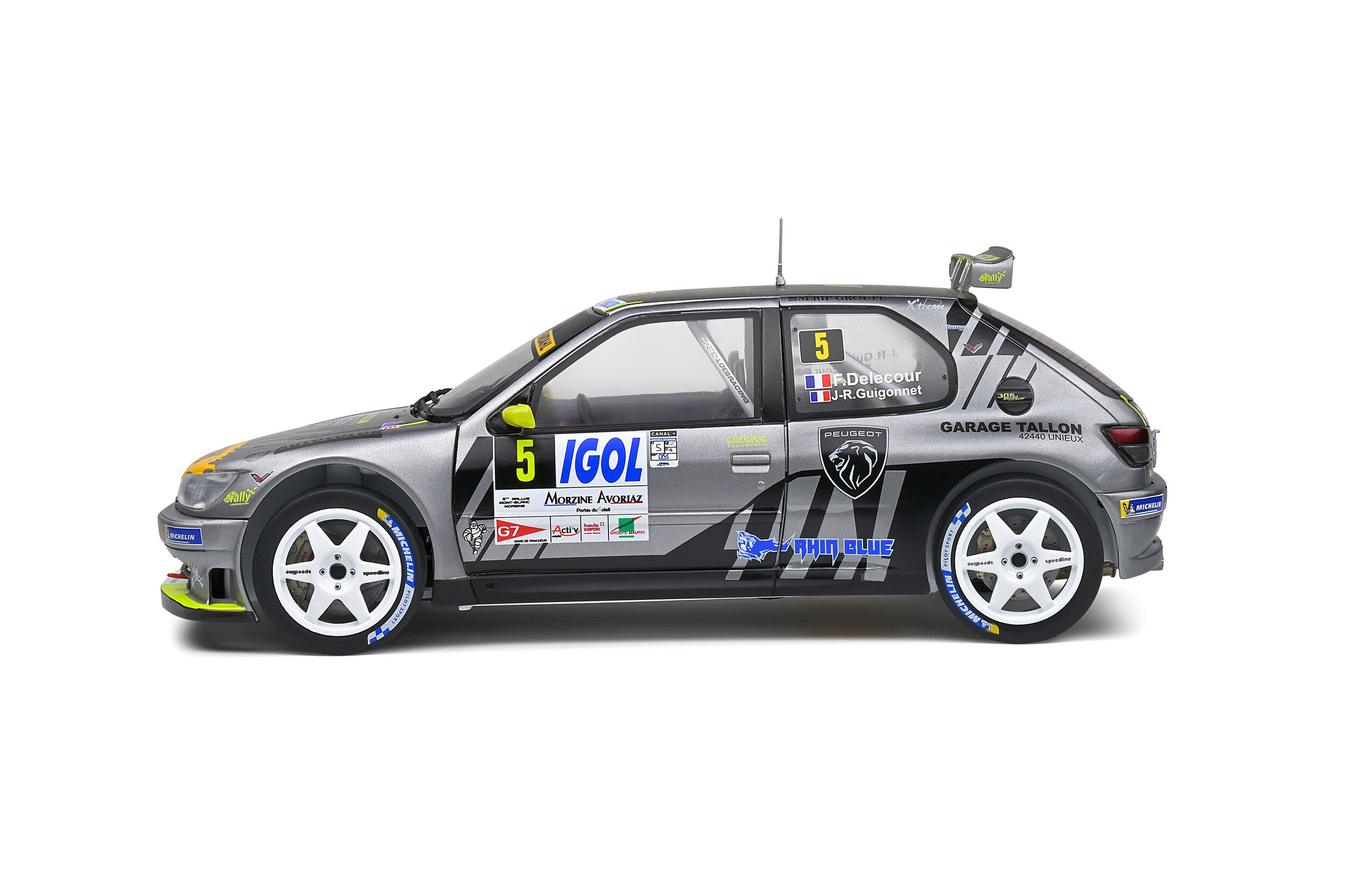 SOLIDO 1:18 Scale Diecast - Peugeot 306 Maxi #5 Rally Mont Blanc 2021 Delecour
