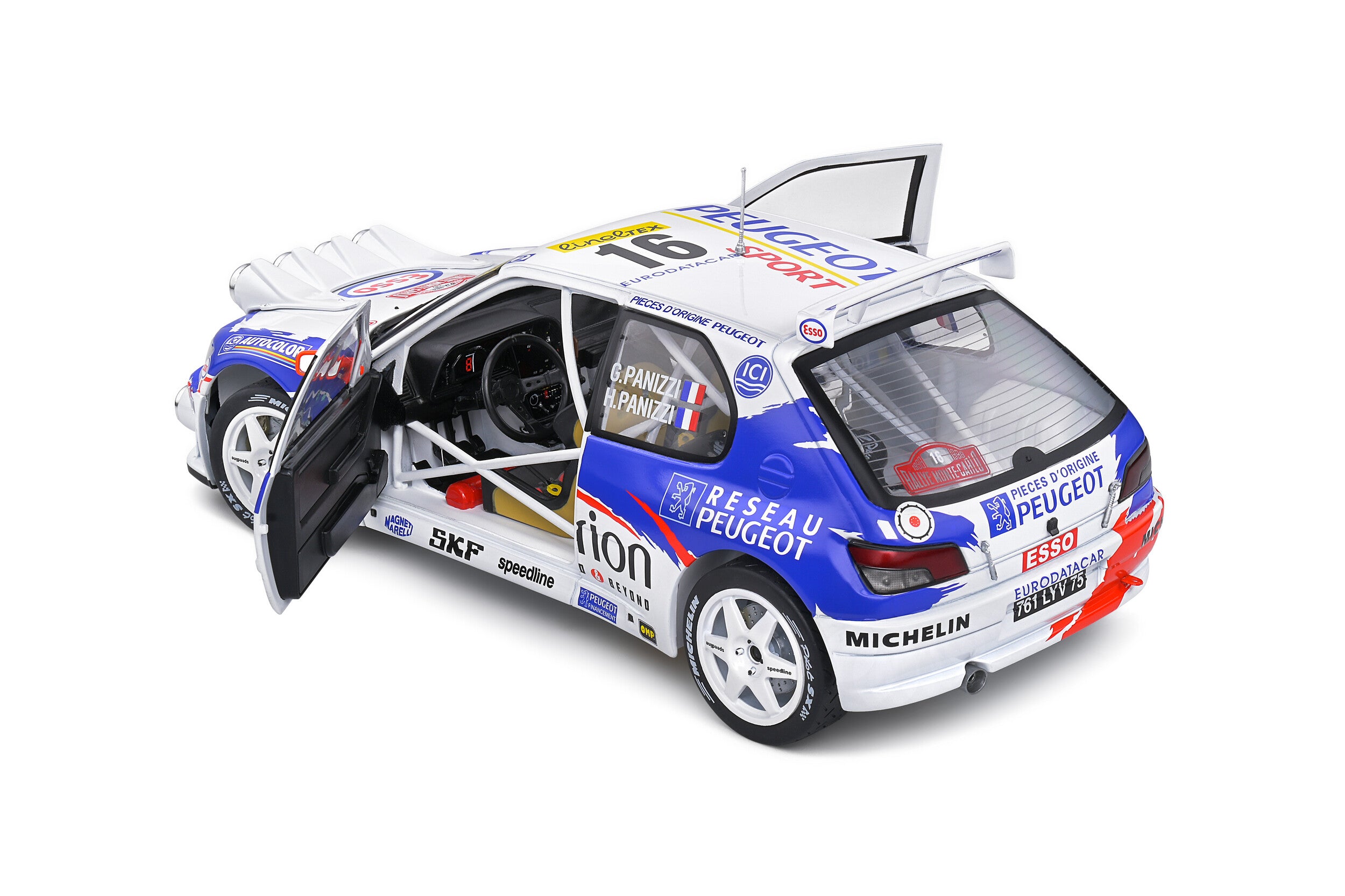 SOLIDO 1:18 Scale Diecast - PEUGEOT 306 MAXI NIGHT VERSION – RALLYE MONTECARLO – 1998 – #16 G.PANIZZI / H.PANIZZI