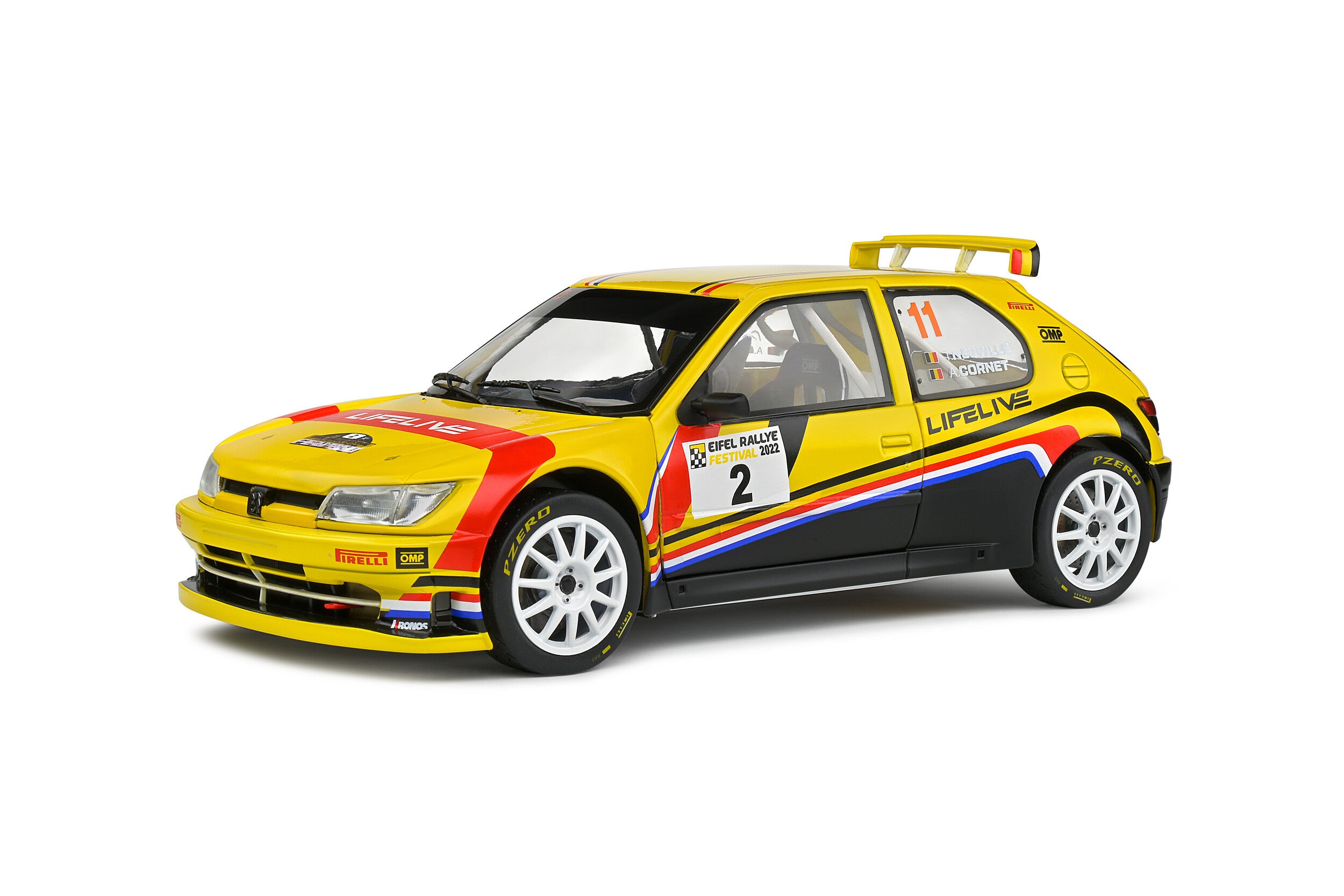 SOLIDO 1:18 Scale Diecast - Peugeot 306 Maxi EIFEL RALLYE FESTIVAL – 2022 – #2 T.NEUVILLE/A.CORNET