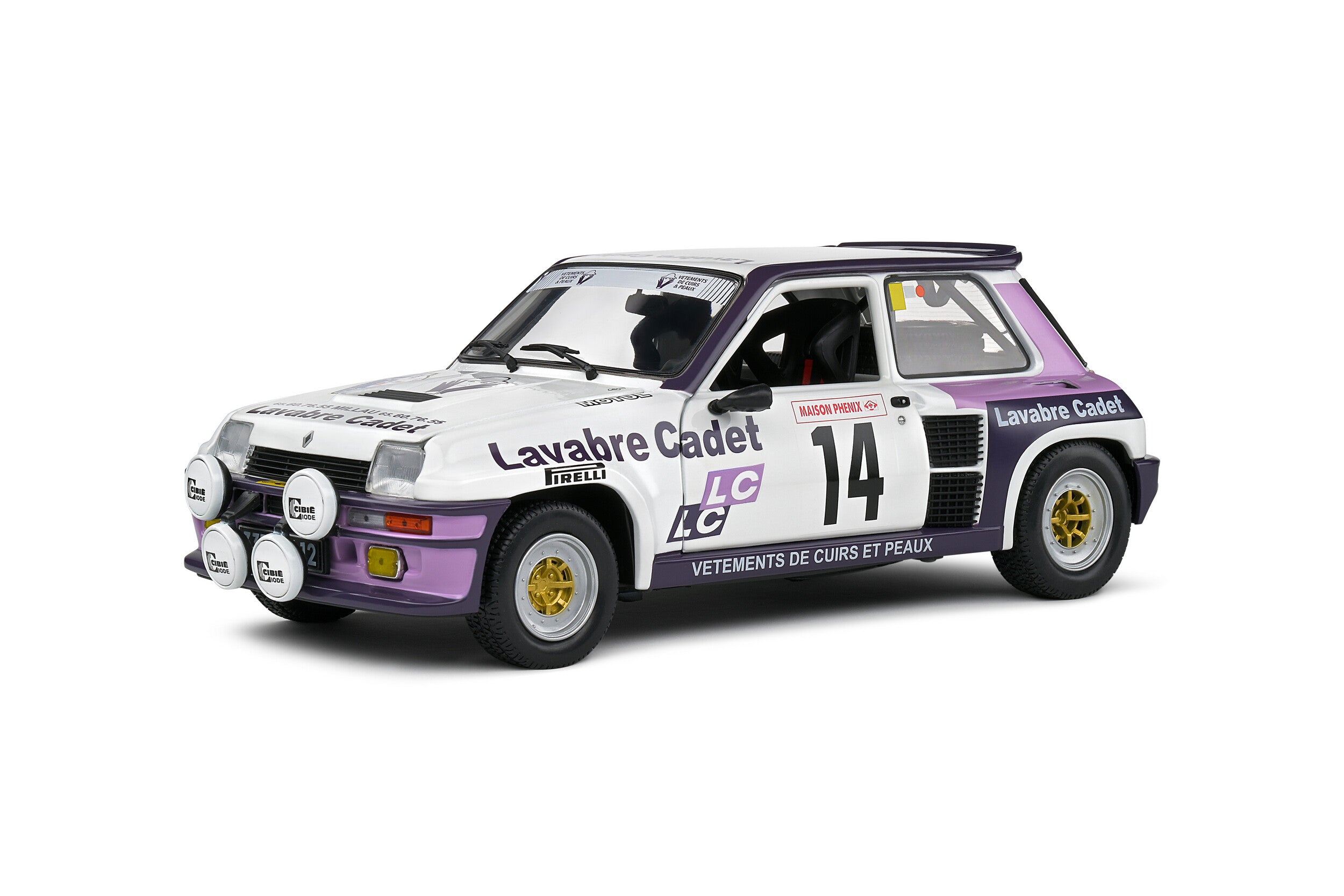 SOLIDO 1:18 Scale Diecast - Renault 5 Turbo White #14 Auriol/Nouaille Rallye Lyon Charbonniere 1983 - S1801313