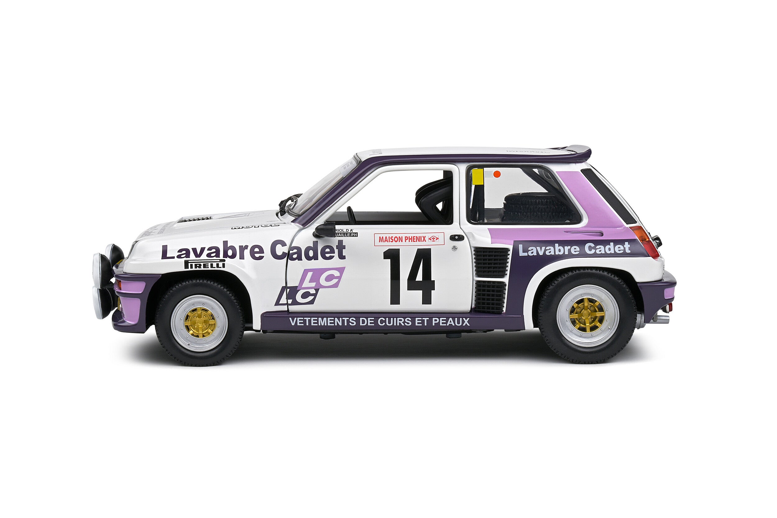 SOLIDO 1:18 Scale Diecast - Renault 5 Turbo White #14 Auriol/Nouaille Rallye Lyon Charbonniere 1983 - S1801313