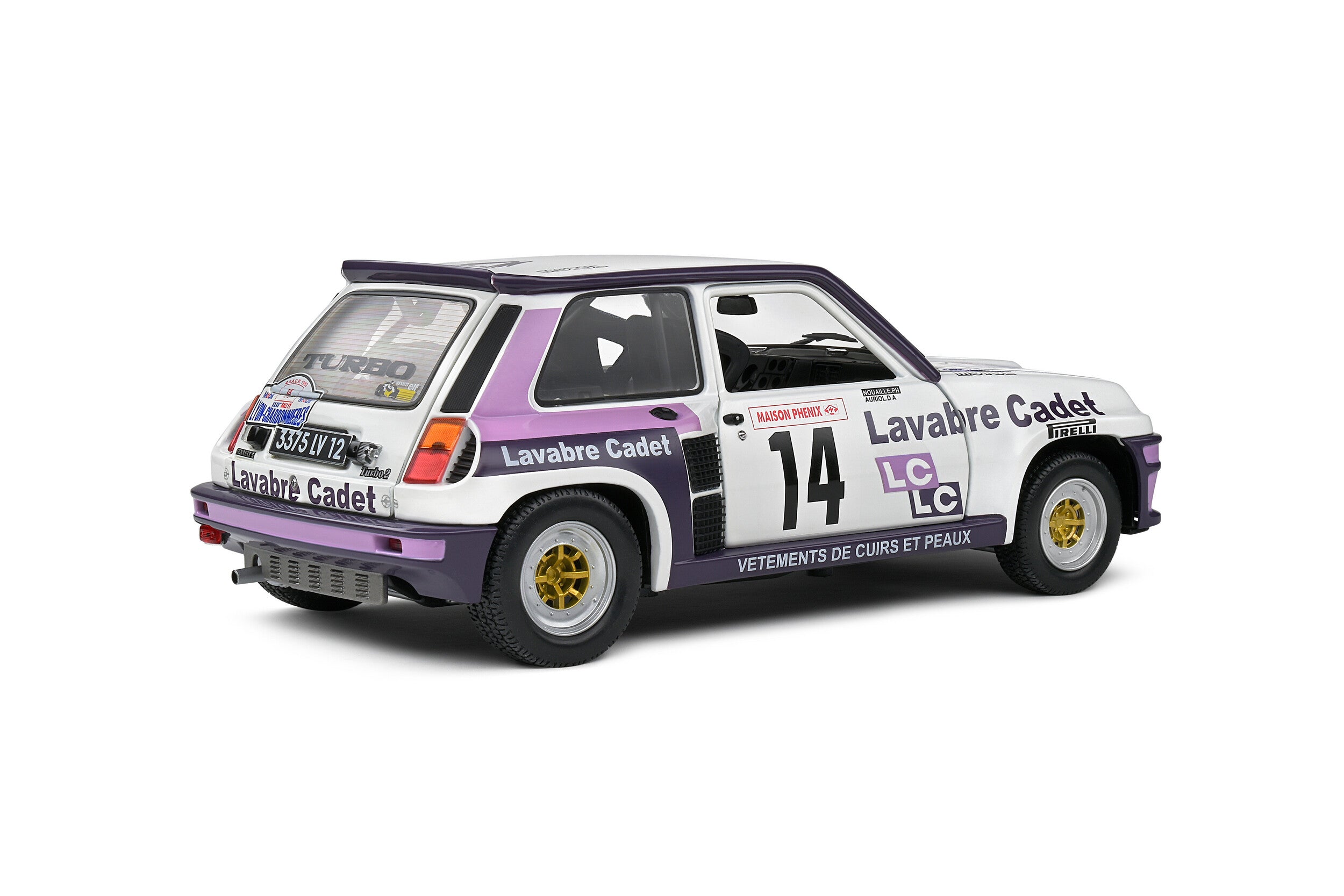 SOLIDO 1:18 Scale Diecast - Renault 5 Turbo White #14 Auriol/Nouaille Rallye Lyon Charbonniere 1983 - S1801313