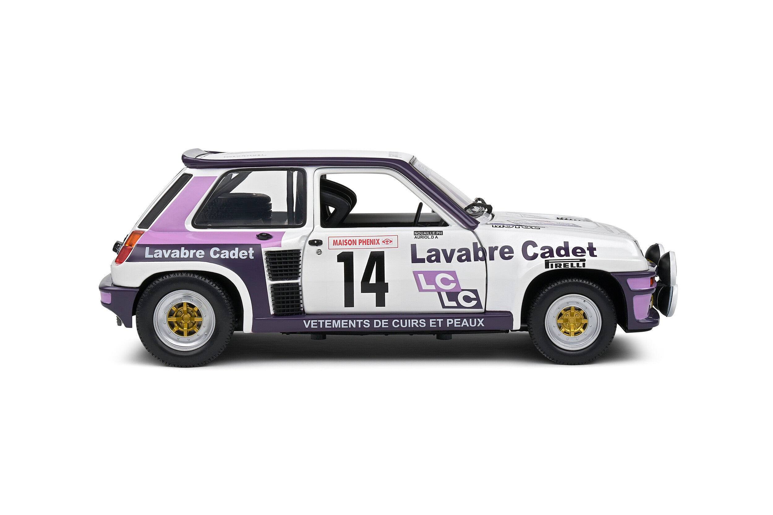 SOLIDO 1:18 Scale Diecast - Renault 5 Turbo White #14 Auriol/Nouaille Rallye Lyon Charbonniere 1983 - S1801313