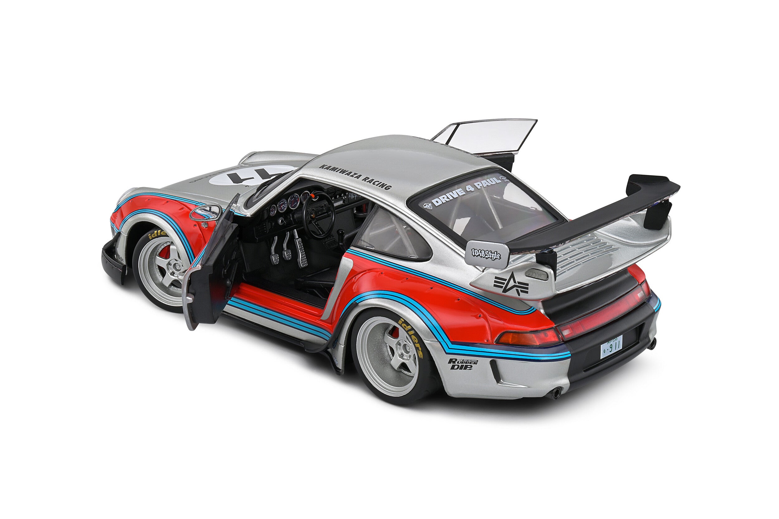 SOLIDO 1:18, 2020 Porsche 911 (964) RWB Bodykit Martini - Grey / Silver