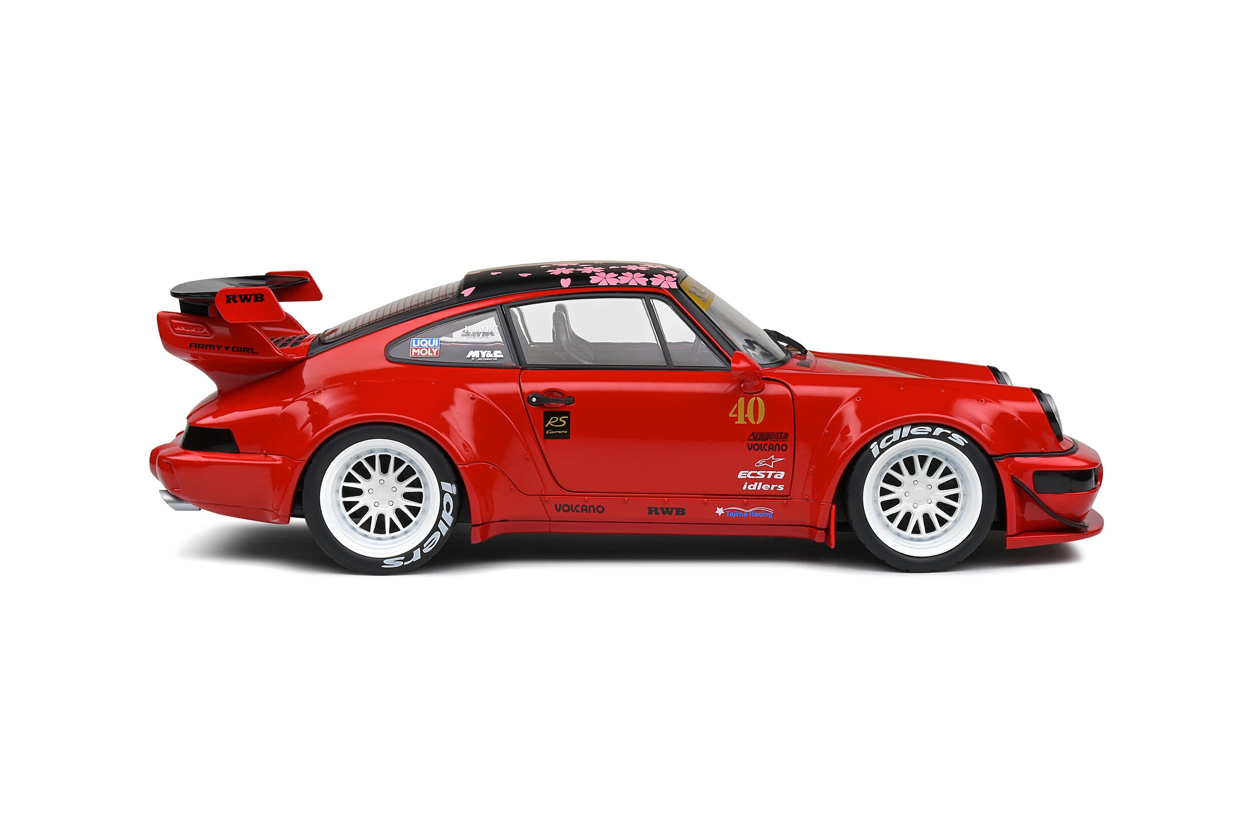 SOLIDO 1:18 Scale Diecast Model, Porsche 911 (964) RWB Rauh Welt - Sakura - Red