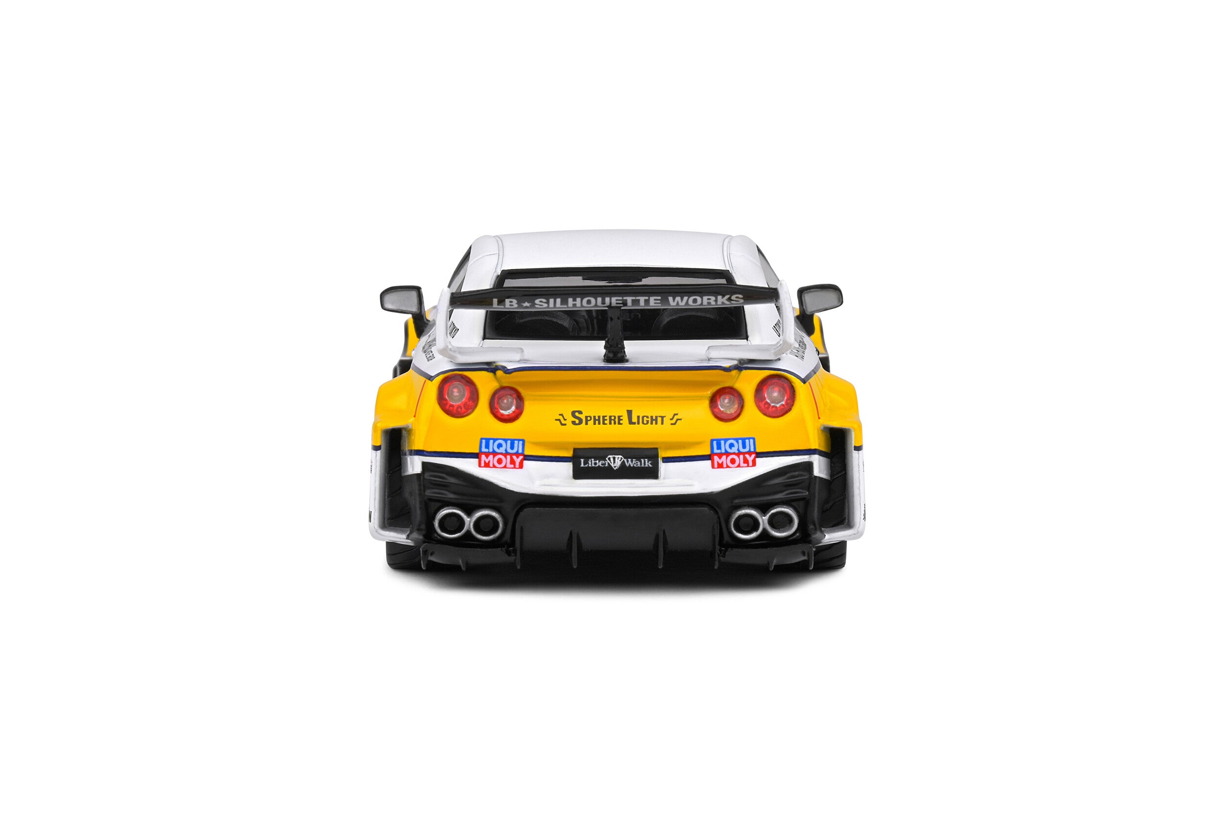 SOLIDO 1:43 Diecast, Nissan Skyline GT-R (R35) Libery Walk Body Kit, White and Yellow - S4311208