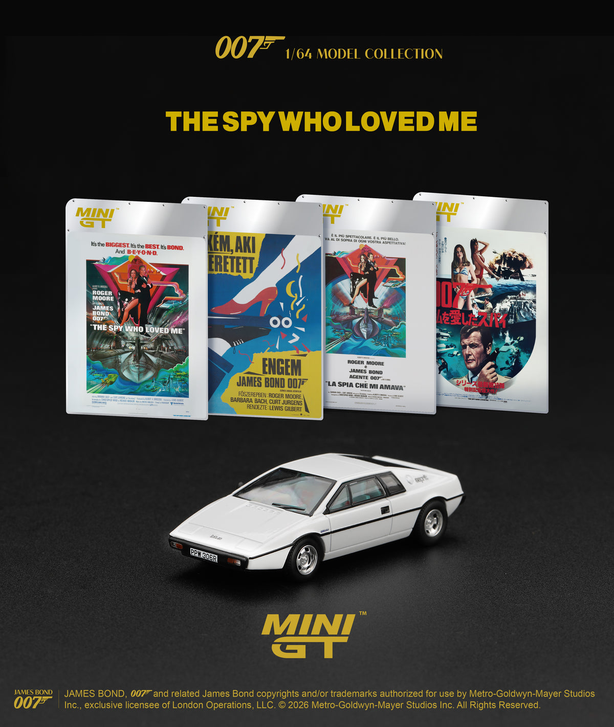 Mini GT 1:64 Lotus Esprit S1 - James Bond 007 - THE SPY WHO LOVED ME, English RHD - BLISTER PACKAGING - MGT00925-007E