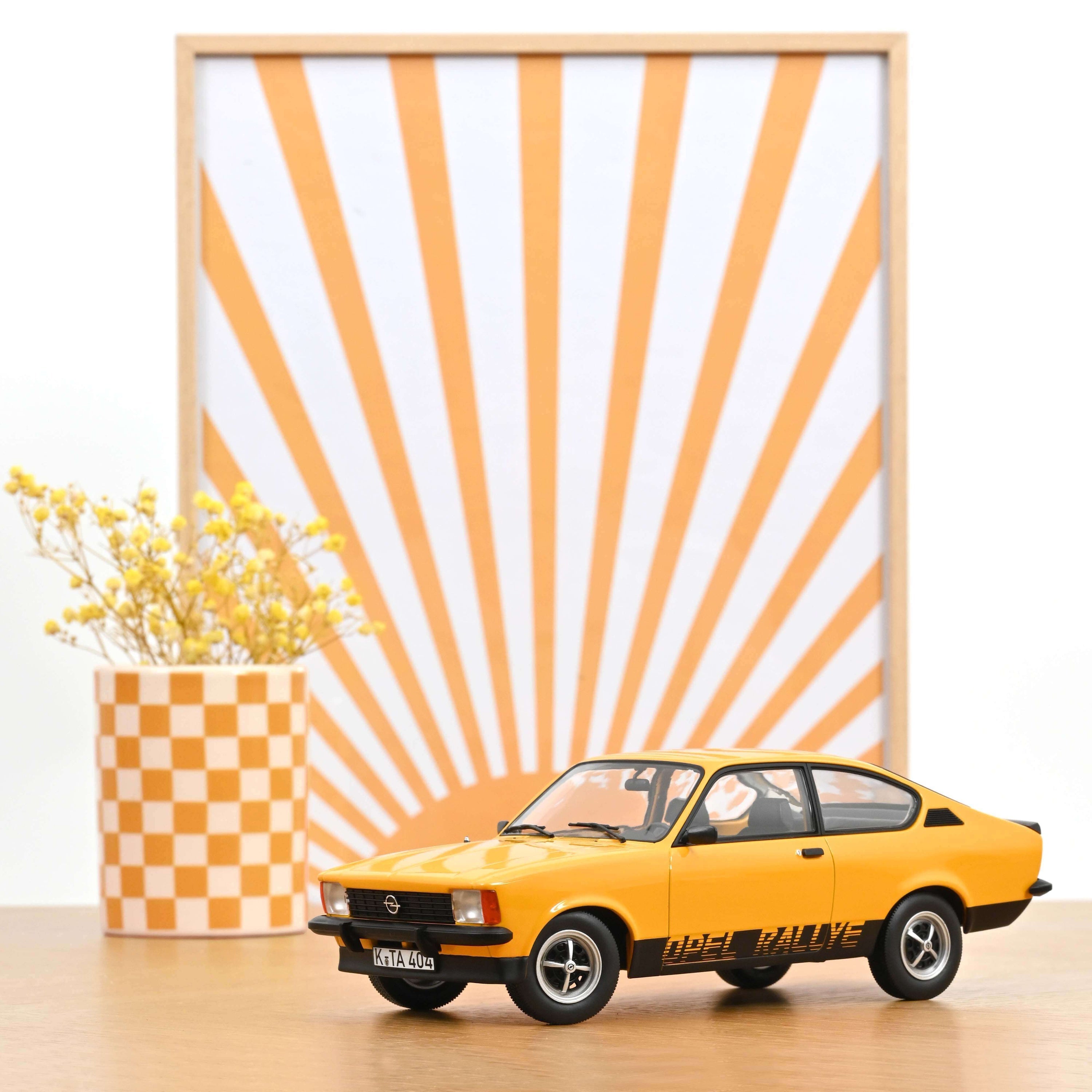 Norev 1:18 Scale Diecast Model Car - 1978 Opel Kadett C Coupe 2.0 E Rallye in Brilliant Ochre - 183659