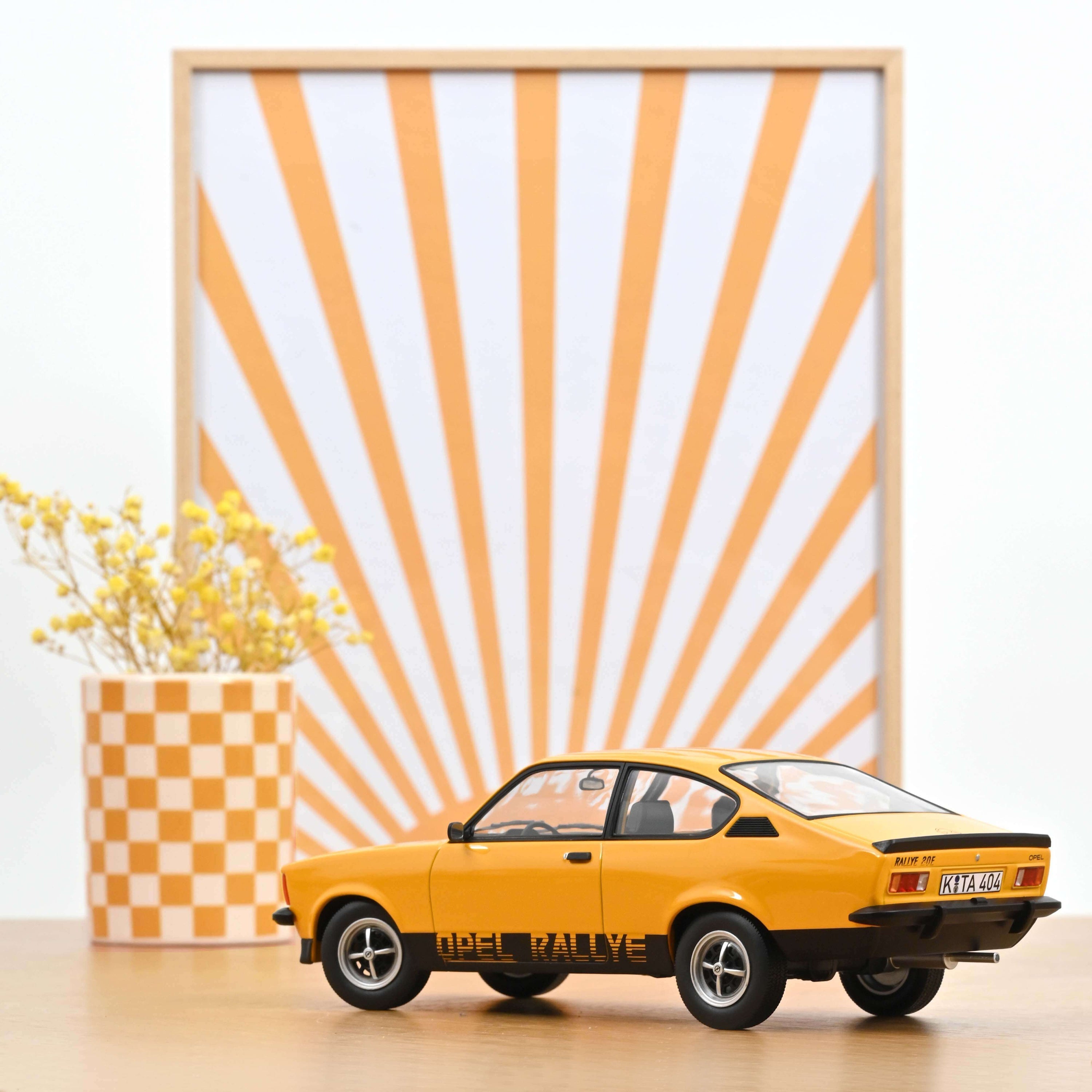 Norev 1:18 Scale Diecast Model Car - 1978 Opel Kadett C Coupe 2.0 E Rallye in Brilliant Ochre - 183659