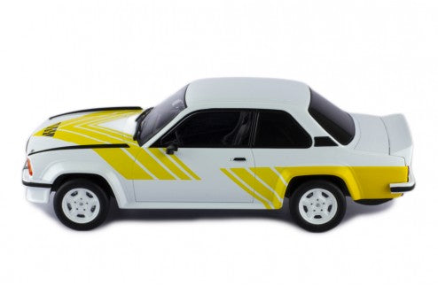 IXO 1:18 1982 Opel Ascona B 400 - White with Yellow Decals