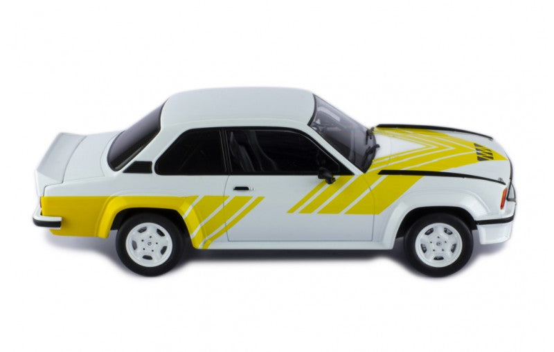IXO 1:18 1982 Opel Ascona B 400 - White with Yellow Decals
