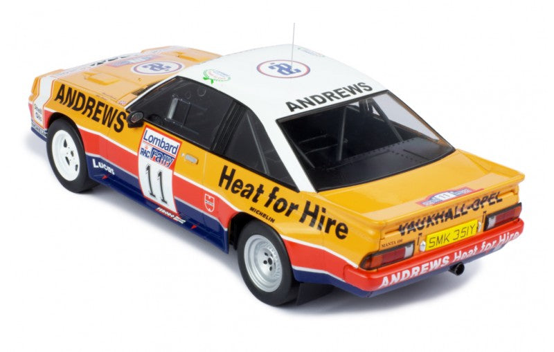IXO 1/18 ANDREWS HEAT FOR HIRE OPEL MANTA 400 #11 RAC RALLY 1985 RUSSELL BROOKES