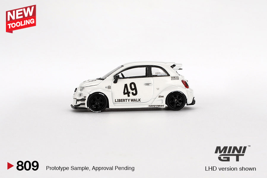 Mini GT 1:64 Diecast - FIAT ABARTH 595 LB-WORKS X ABAS WORKS, White (LHD) - MGT00809