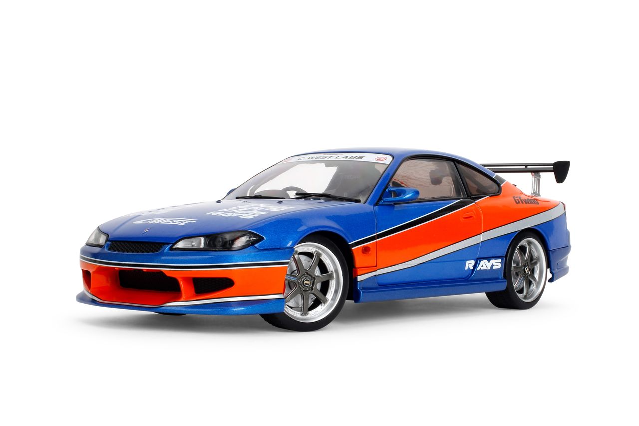 Jada Diecast - 1:18 Sean's NISSAN SILVIA (S15) SPEC-S MONA LISA 1999 - FAST & FURIOUS III TOKYO DRIFT - BLUE/ORANGE - 37772