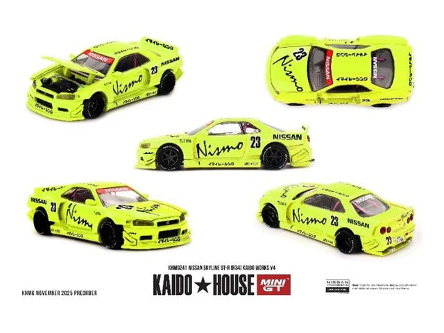Mini Gt Kaido House 1:64 Nissan SKYLINE GT-R (R34) KAIDO WORKS V4 - KHMG241
