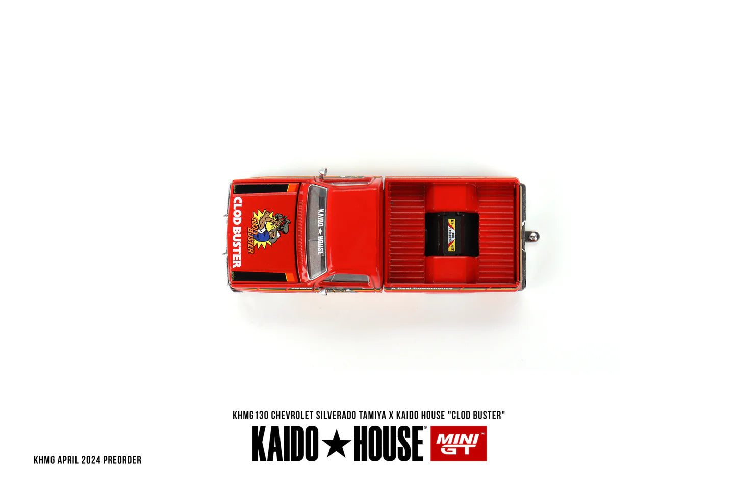 Mini GT 1:64 Kaido House Chevrolet Silverado Pick Up Tamiya Clod Buster, Orange - KHMG130