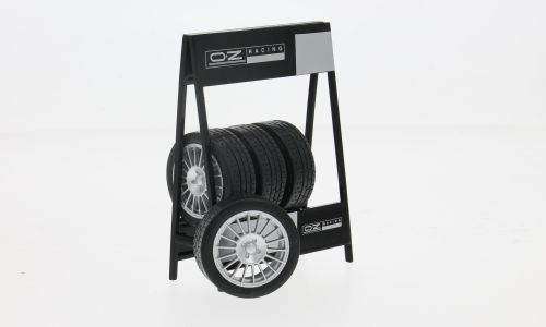 IXO 1:18 Scale OZ Racing 19", Silver, Set of 4 WHEELS with Tyres, Axles and Stand - IXO18SET030W