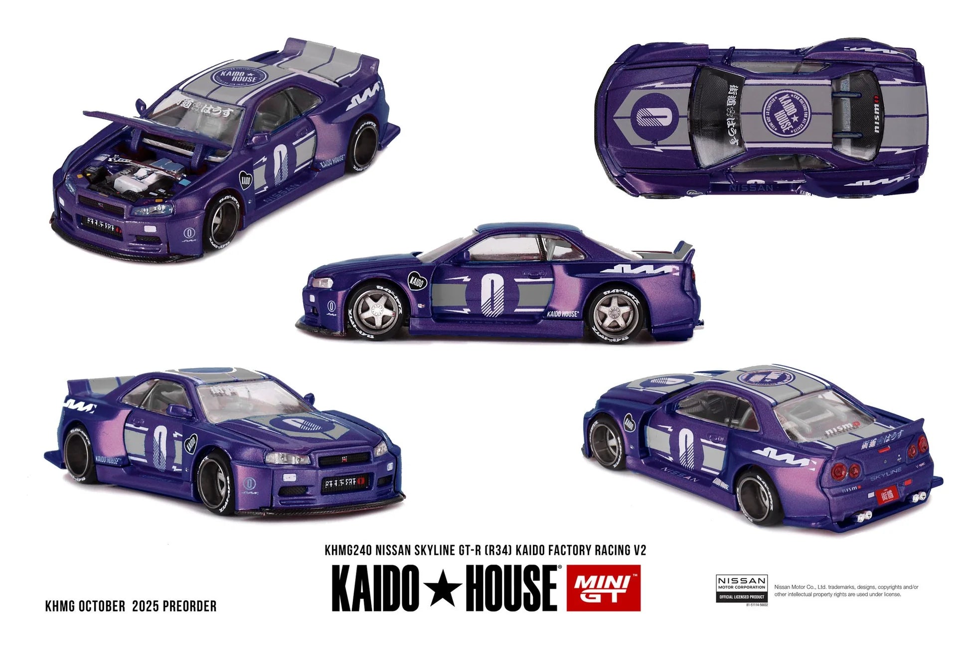Mini Gt Kaido House 1:64 Nissan SKYLINE GT-R (R34) KAIDO RACING FACTORY V2 - KHMG240