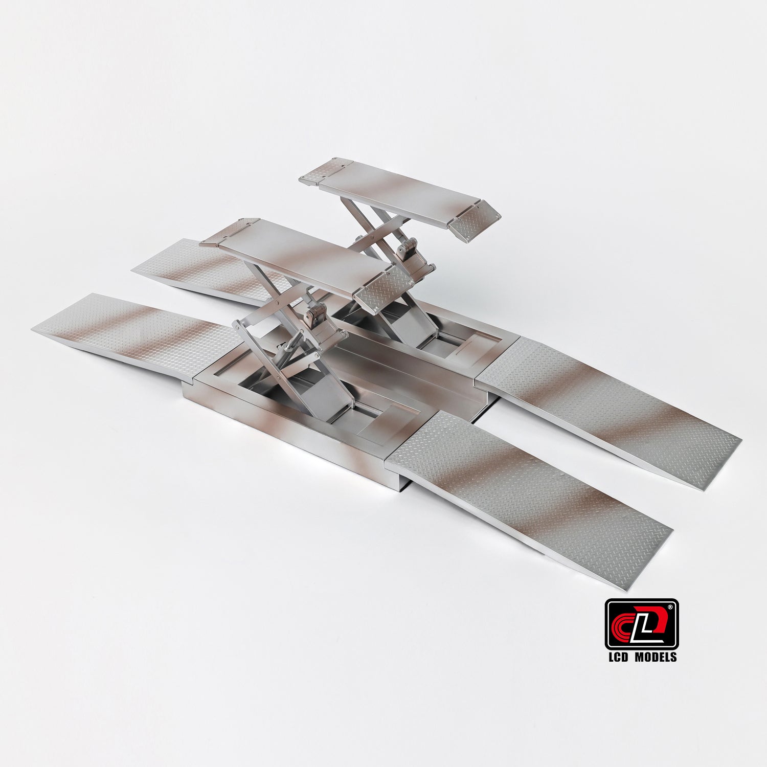 LCD 1:18 Scale - Diecast Scissor Lift, Ramp Garage Accessory, Silver - 18018S