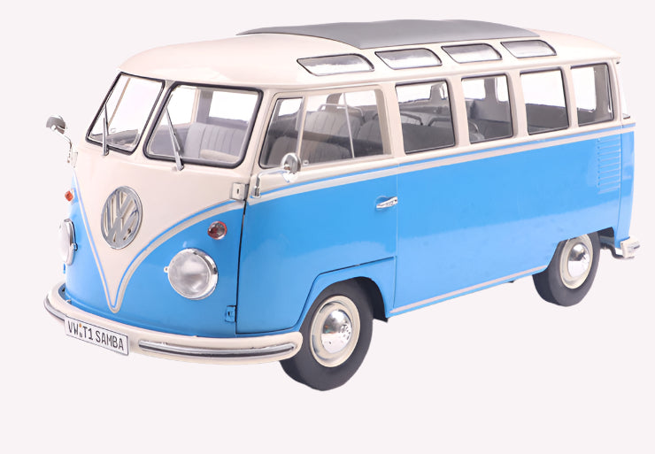 Solido 1:18 Diecast - VW Volkswagen T1 Samba, Blue/White - S1813401