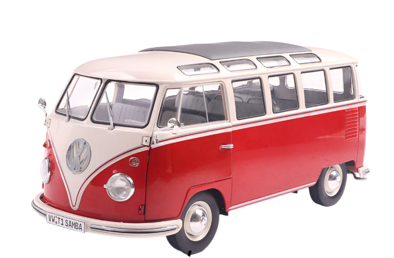 Solido 1:18 Diecast - VW Volkswagen T1 Samba, Red/White - S1813402