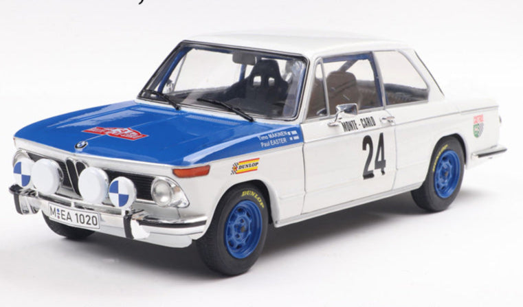 Solido 1:18 Diecast - BMW 2002 TII #24, White/Blue - S1808603