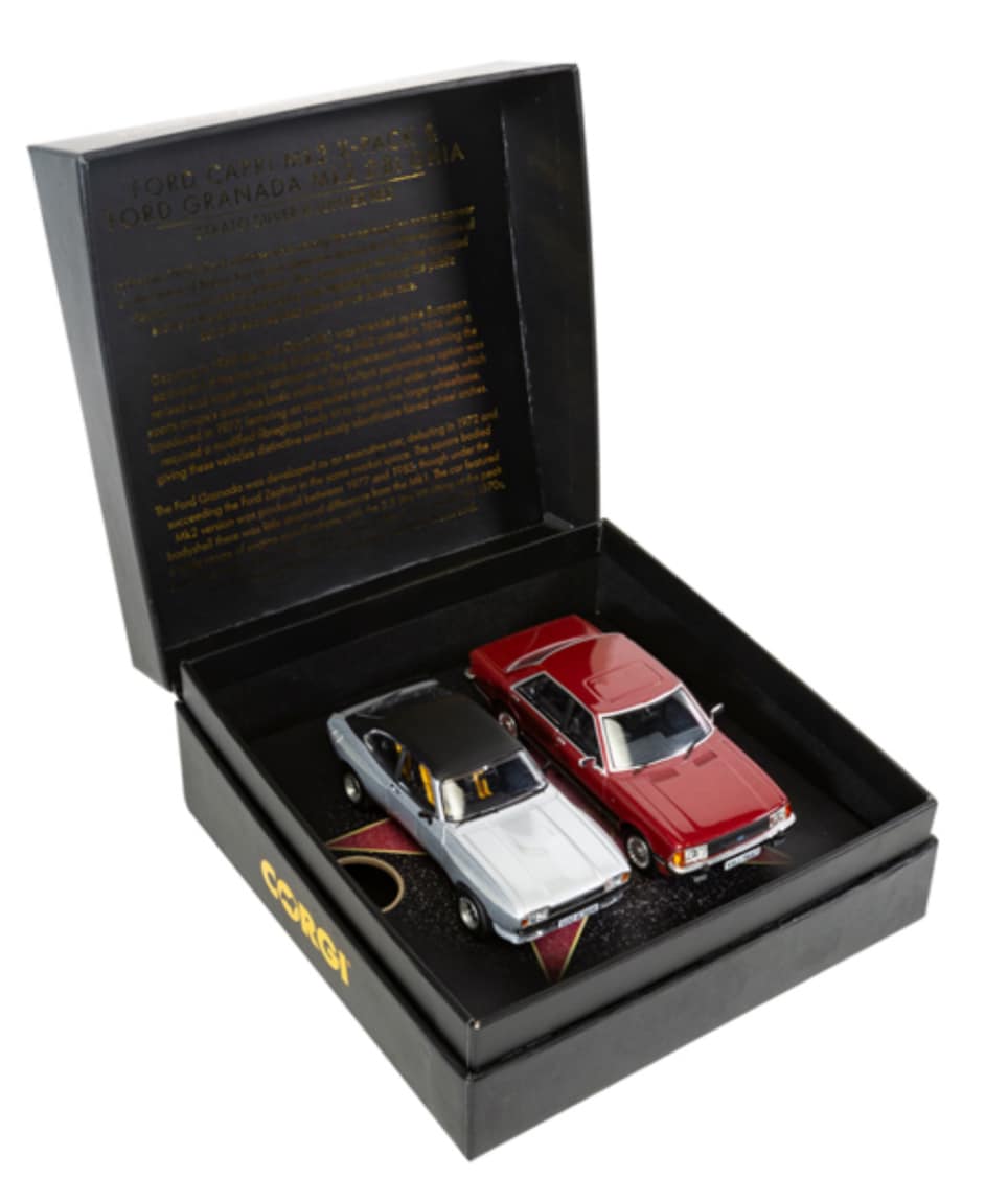 Corgi 1:43 Ford Capri Mk2 X-Pack and Ford Granada Mk2 2.8i Ghia, Screen Stars Two Car Boxed Set - 91991CC