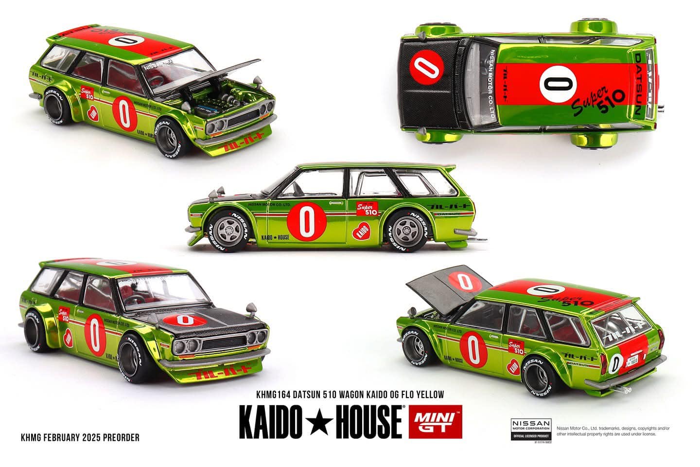 Mini GT 1:64 Kaido House Datsun 510 Wagon KAIDO OG FLO YELLOW - KHMG164