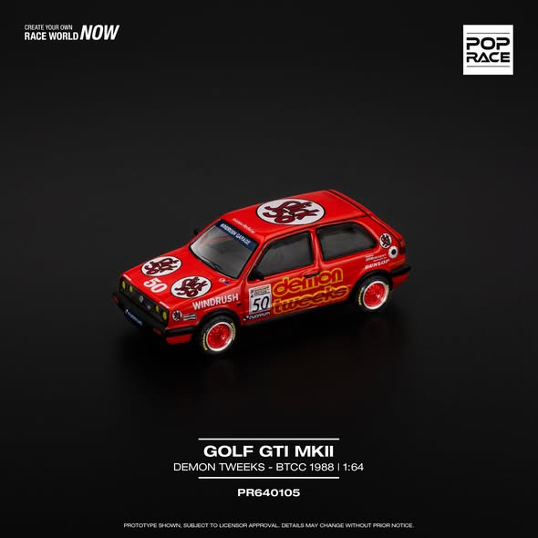 Pop Race 1:64 Diecast - Volkswagen VW Golf Mk2 GTi, Golf Team Demon Tw