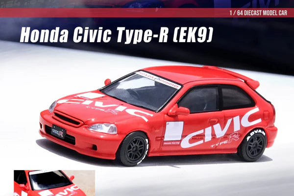 INNO64 1:64 Scale Diecast Honda Civic EK9 Type R Civic Livery in Red