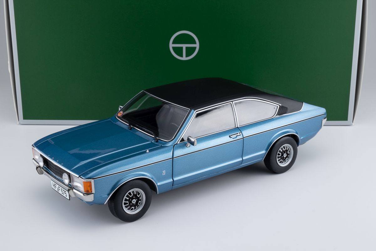 Touring Modelcars 1:18 Scale Diecast - 1975 Ford Granada Coupe Series 2, Light Blue Metalllic - 18080002