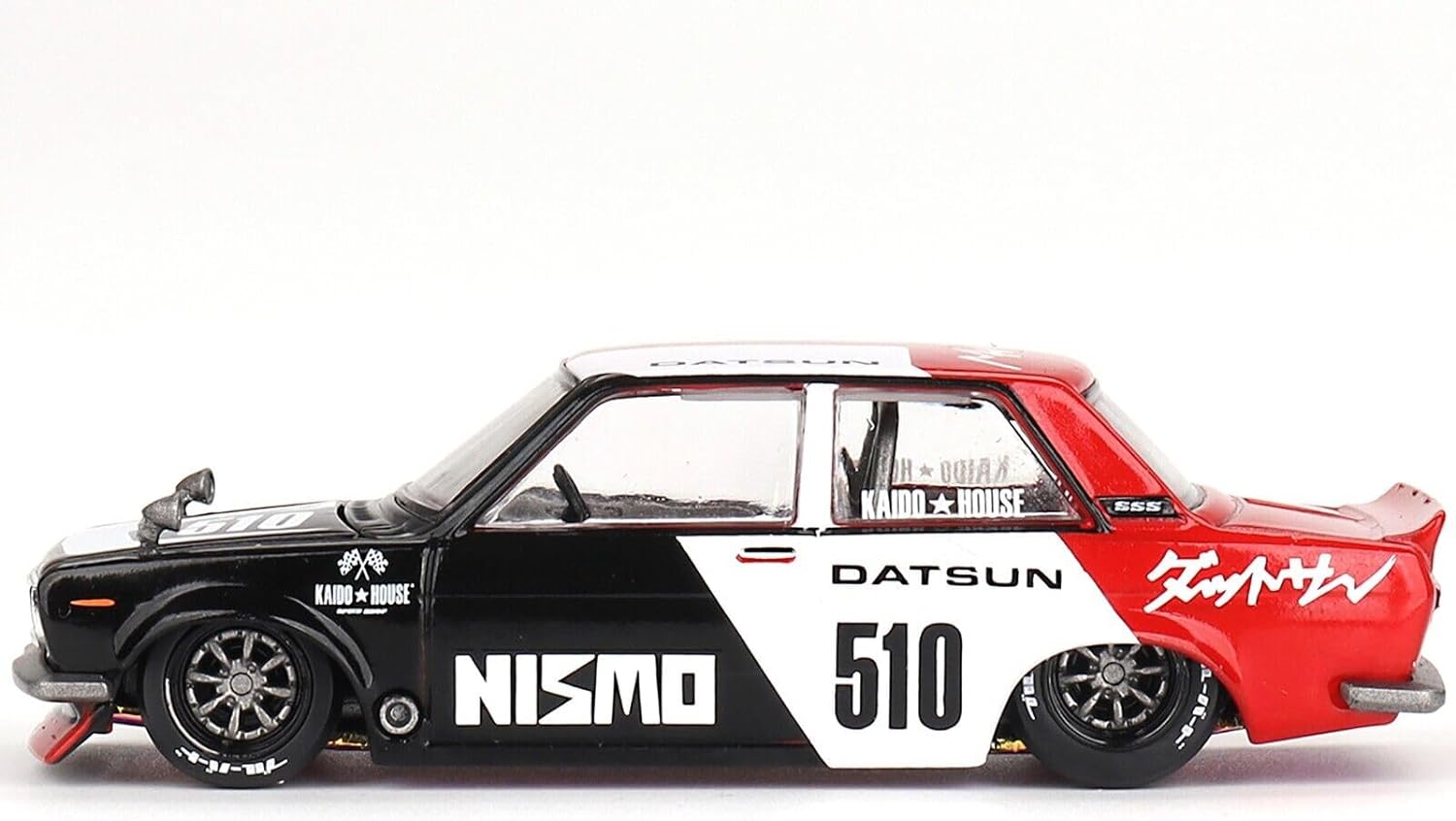 Mini GT 1:64 Scale Kaido House Datsun Street 510 Racing V1 - White/Black/Red - KHMG102