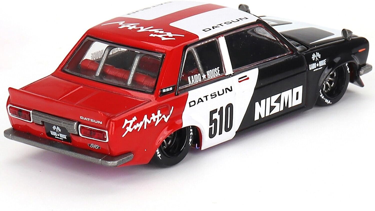 Mini GT 1:64 Scale Kaido House Datsun Street 510 Racing V1 - White/Black/Red - KHMG102
