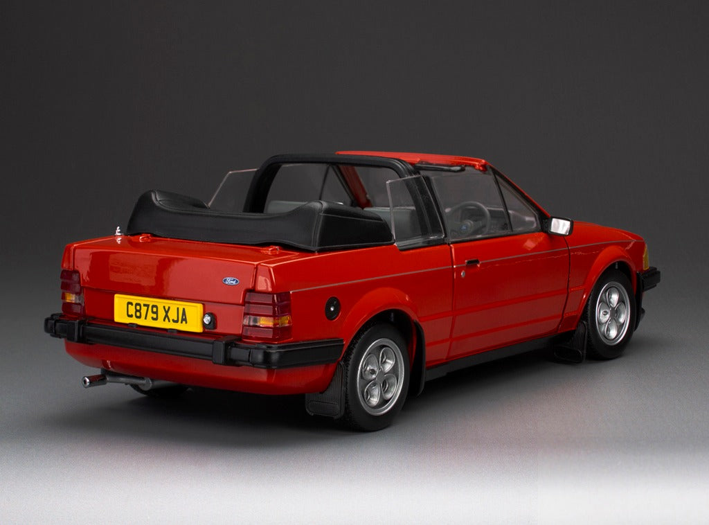 SUNSTAR 1:18 Scale - 1983 Ford Escort Mk3 XR3i Cabriolet in Sunburst Red (RHD) - 4989R