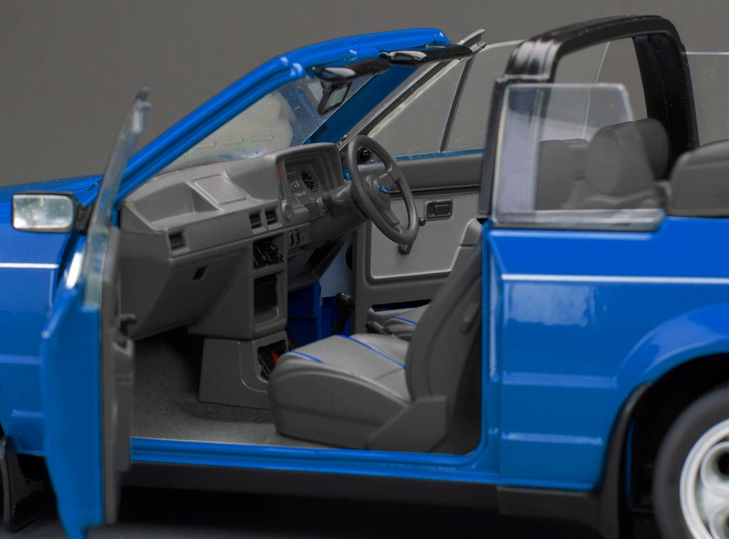 SUNSTAR 1:18 Scale - 1983 Ford Escort Mk3 XR3i Cabriolet in Azure Blue (RHD) - 4988R