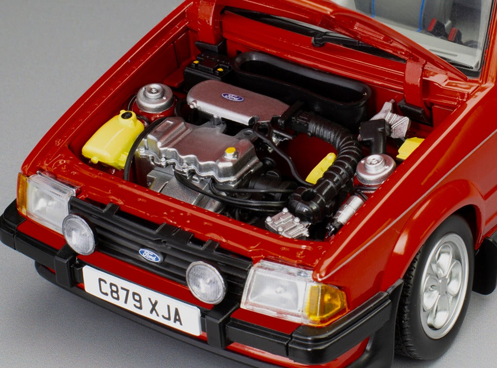 SUNSTAR 1:18 Scale - 1983 Ford Escort Mk3 XR3i Cabriolet in Sunburst Red (RHD) - 4989R