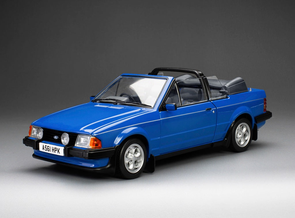 SUNSTAR 1:18 Scale - 1983 Ford Escort Mk3 XR3i Cabriolet in Azure Blue (RHD) - 4988R